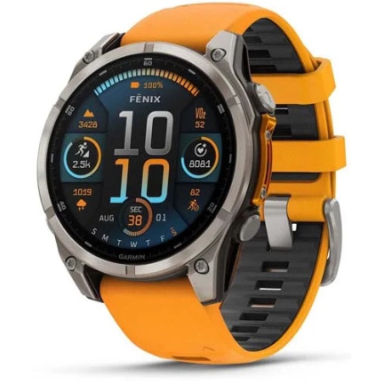 Garmin Fenix 8 AMOLED Sapphire 51mm Gray / Orange Silicone Band (010-02905-11)